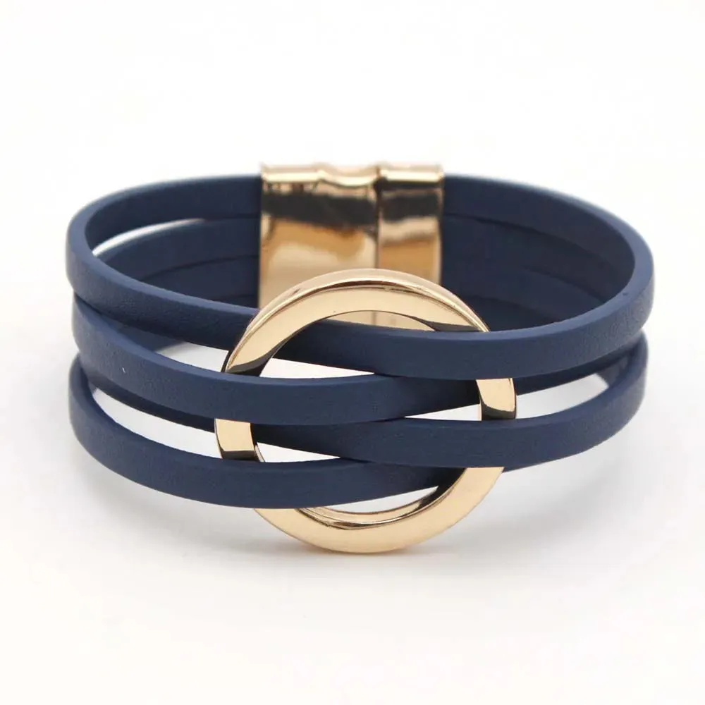 Leather Bracelets For Women Fashion Multilayer Wrap Jewelry