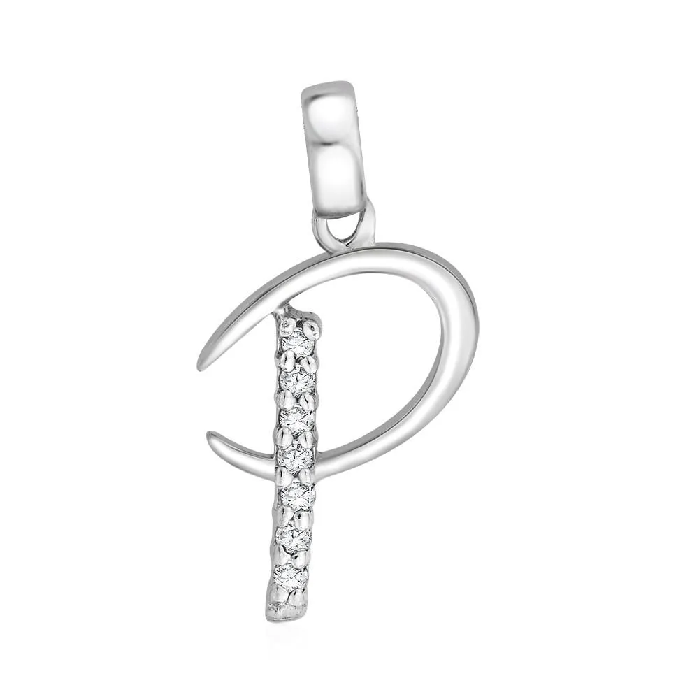 Letter "P" 925 Sterling Silver Pendant