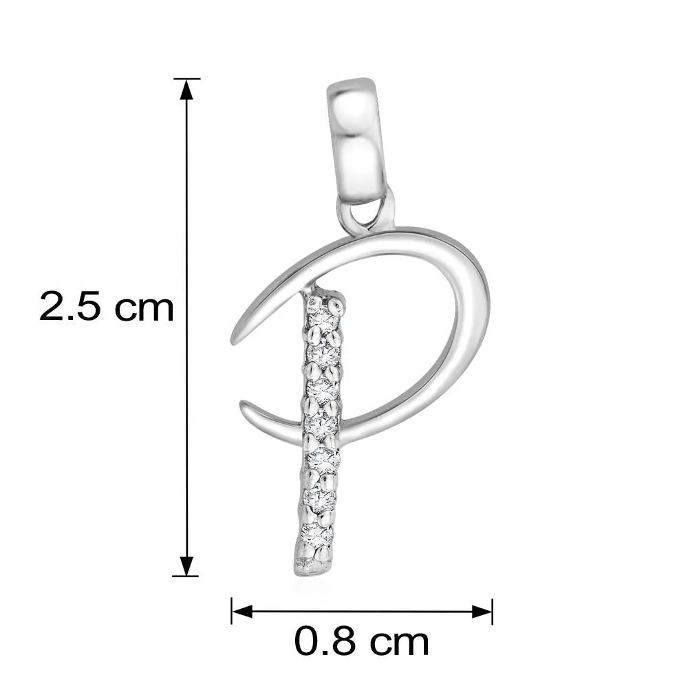 Letter "P" 925 Sterling Silver Pendant