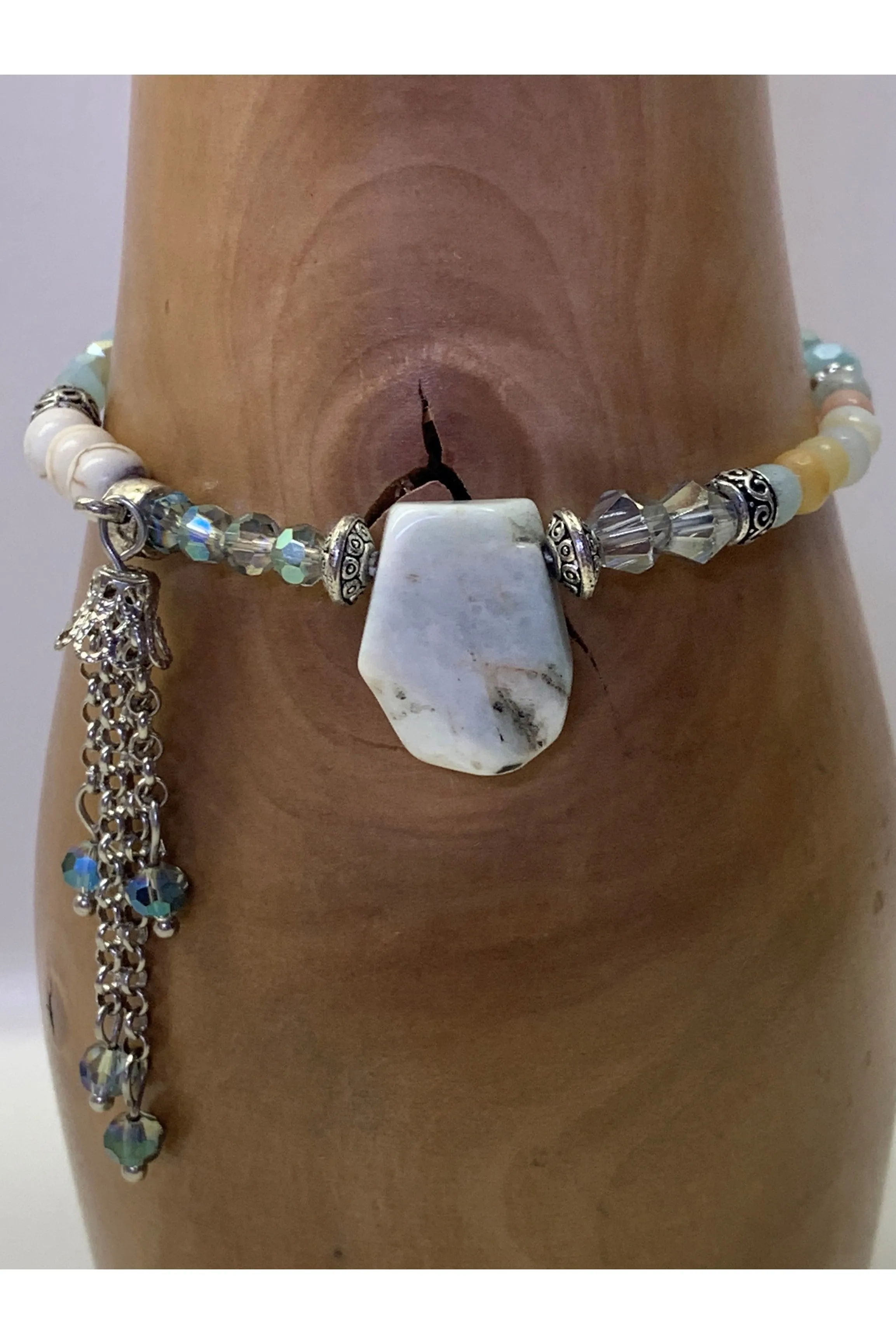 Lost And Found Natural Stone Beaded Bracelet In Mint