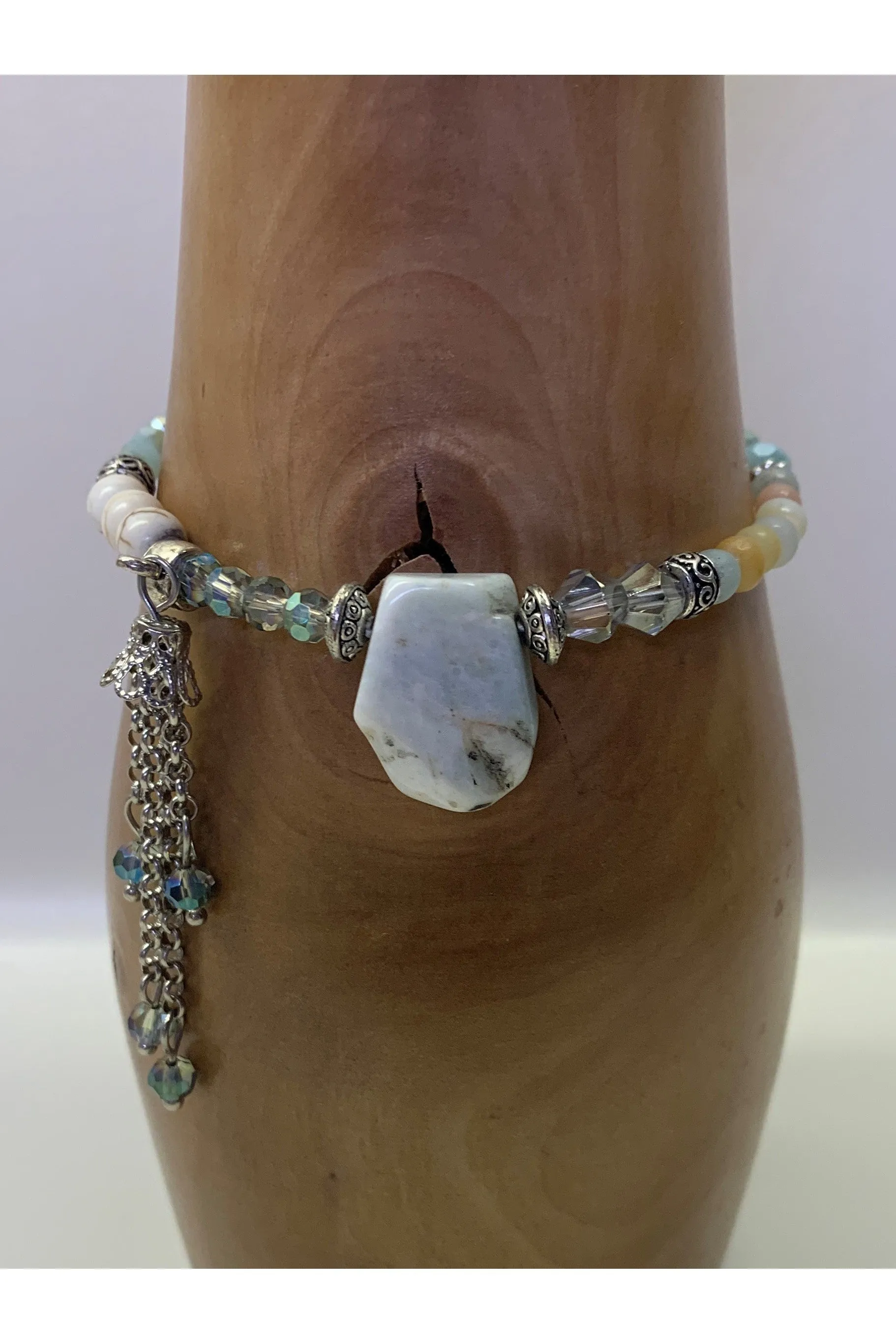 Lost And Found Natural Stone Beaded Bracelet In Mint