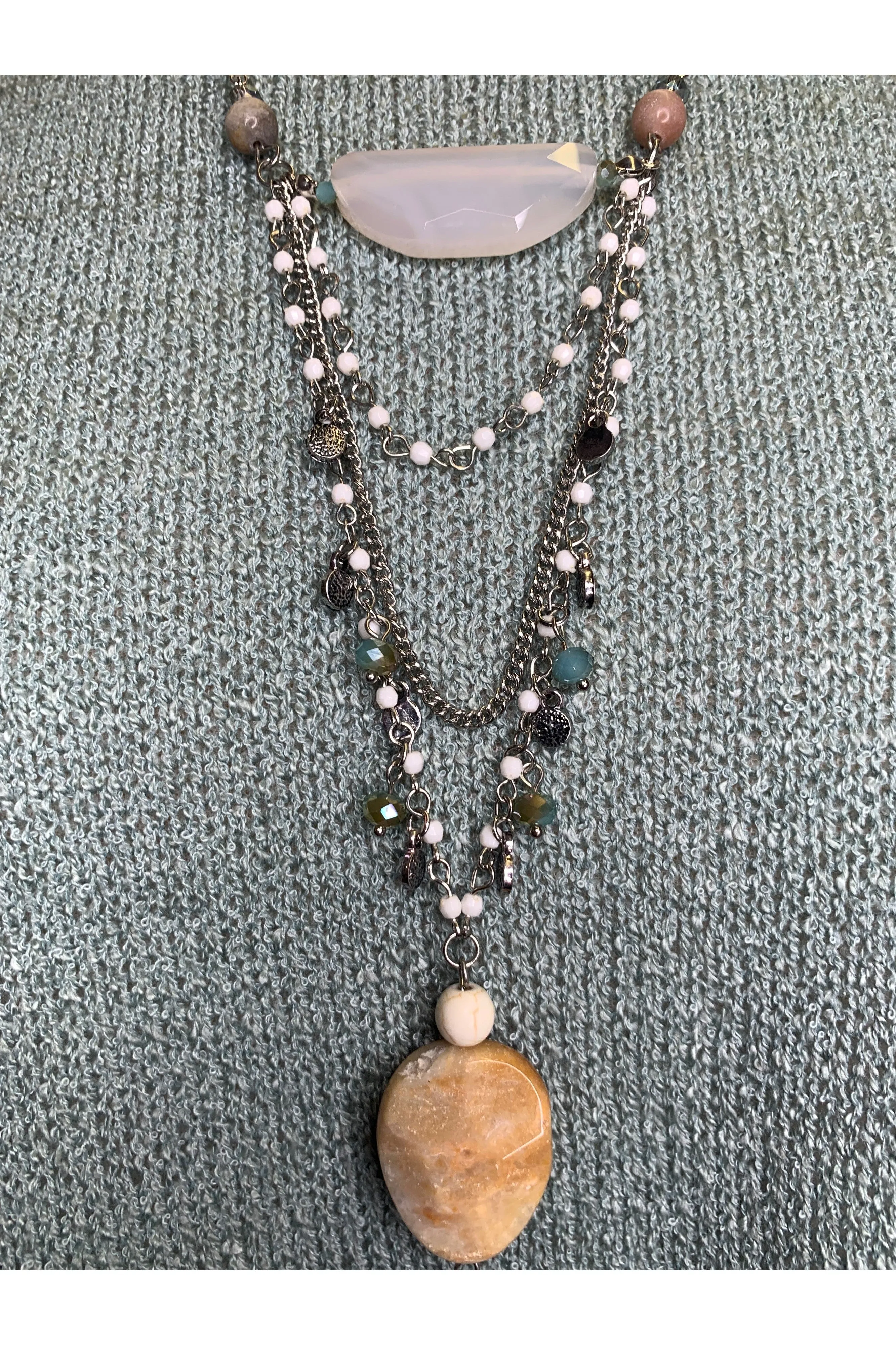 Lost And Found Natural Stone Beaded Bracelet In Mint