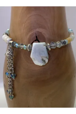 Lost And Found Natural Stone Beaded Bracelet In Mint