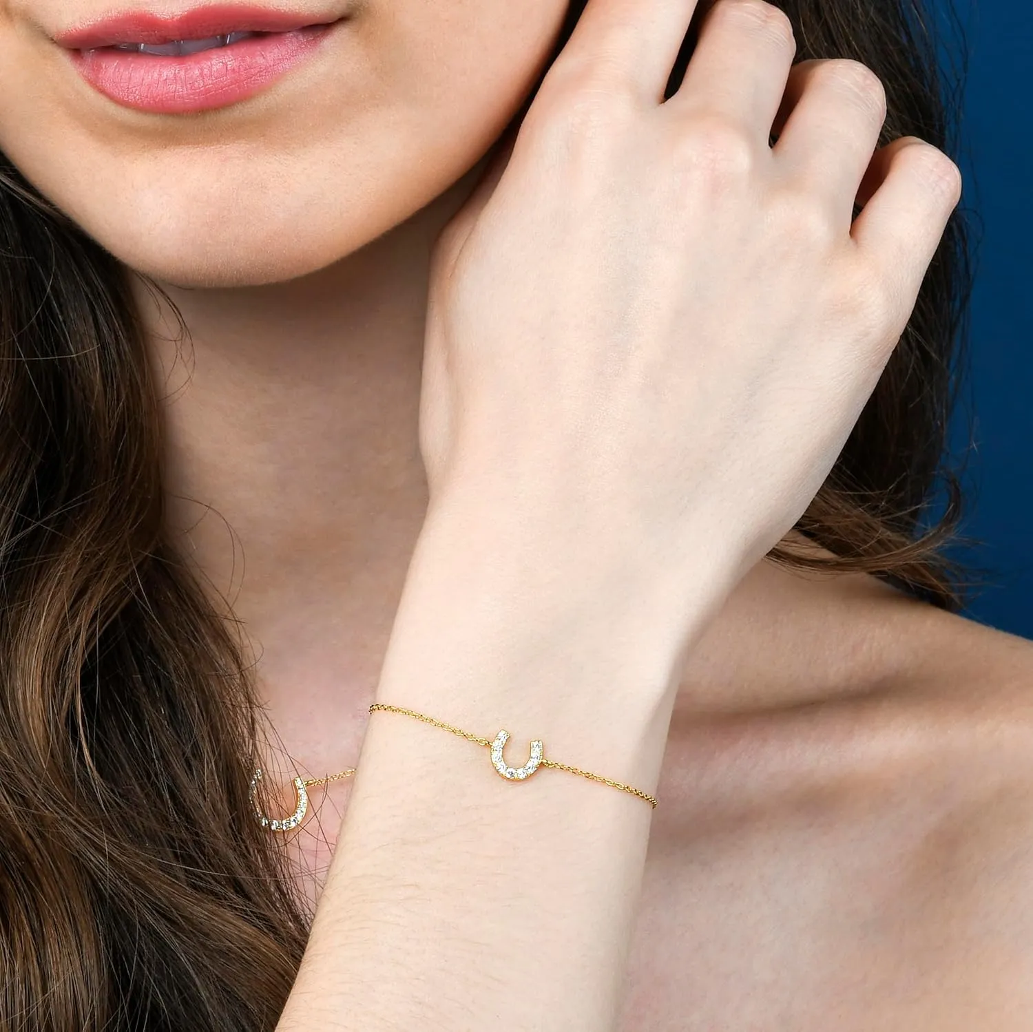 Lucky Horseshoe Bracelets in 925 Sterling Silver for Women, Dainty Silver, Yellow Gold, or Rose Gold Horseshoe Bracelet with Sparkling Cubic Zirconia Stones