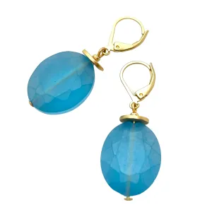 Matte Faceted Crystal Earrings - Aqua
