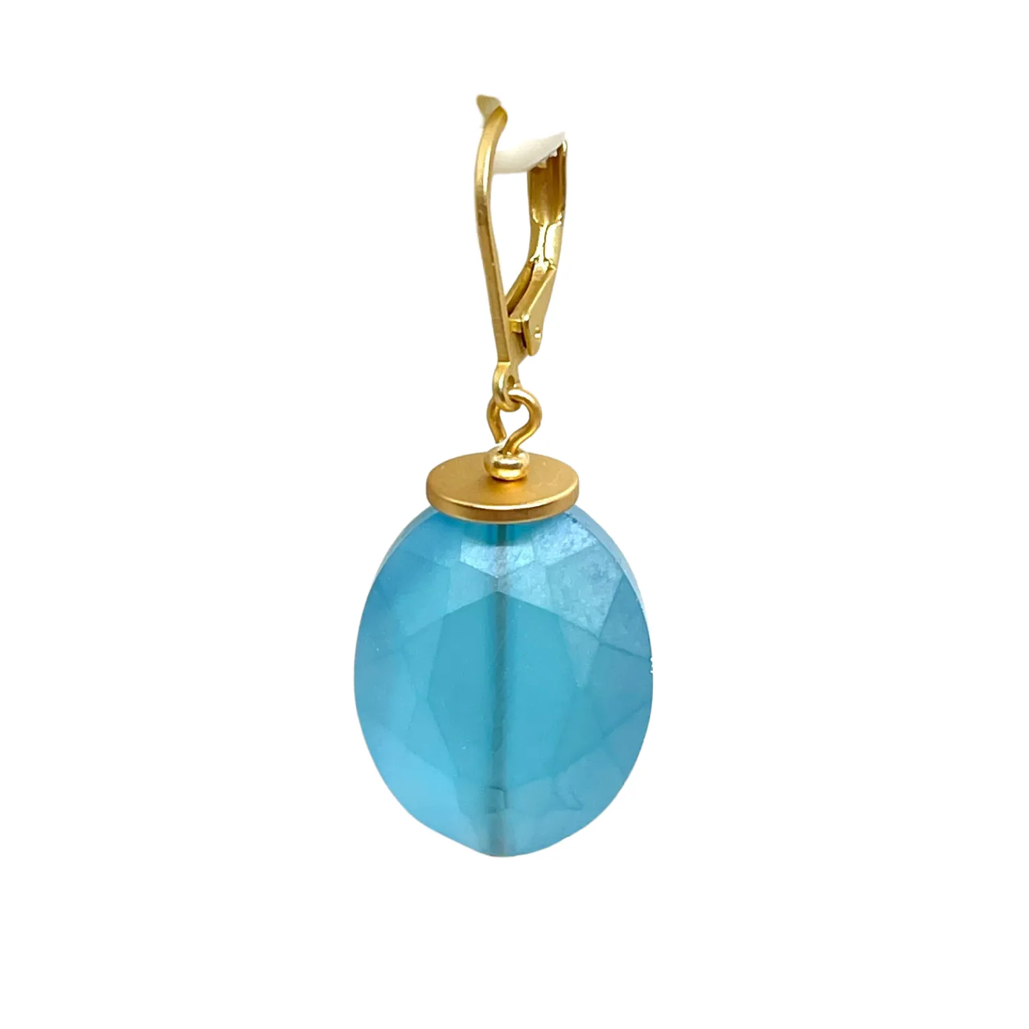 Matte Faceted Crystal Earrings - Aqua