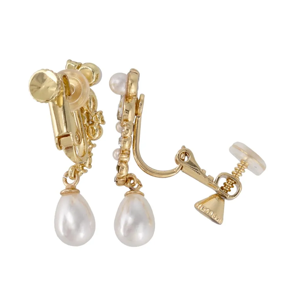 Mixed Ornate Pearl Drop Clip Ons