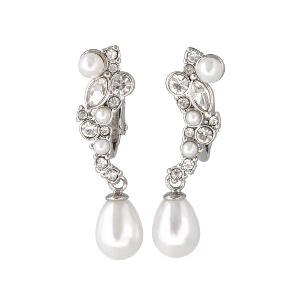 Mixed Ornate Pearl Drop Clip Ons