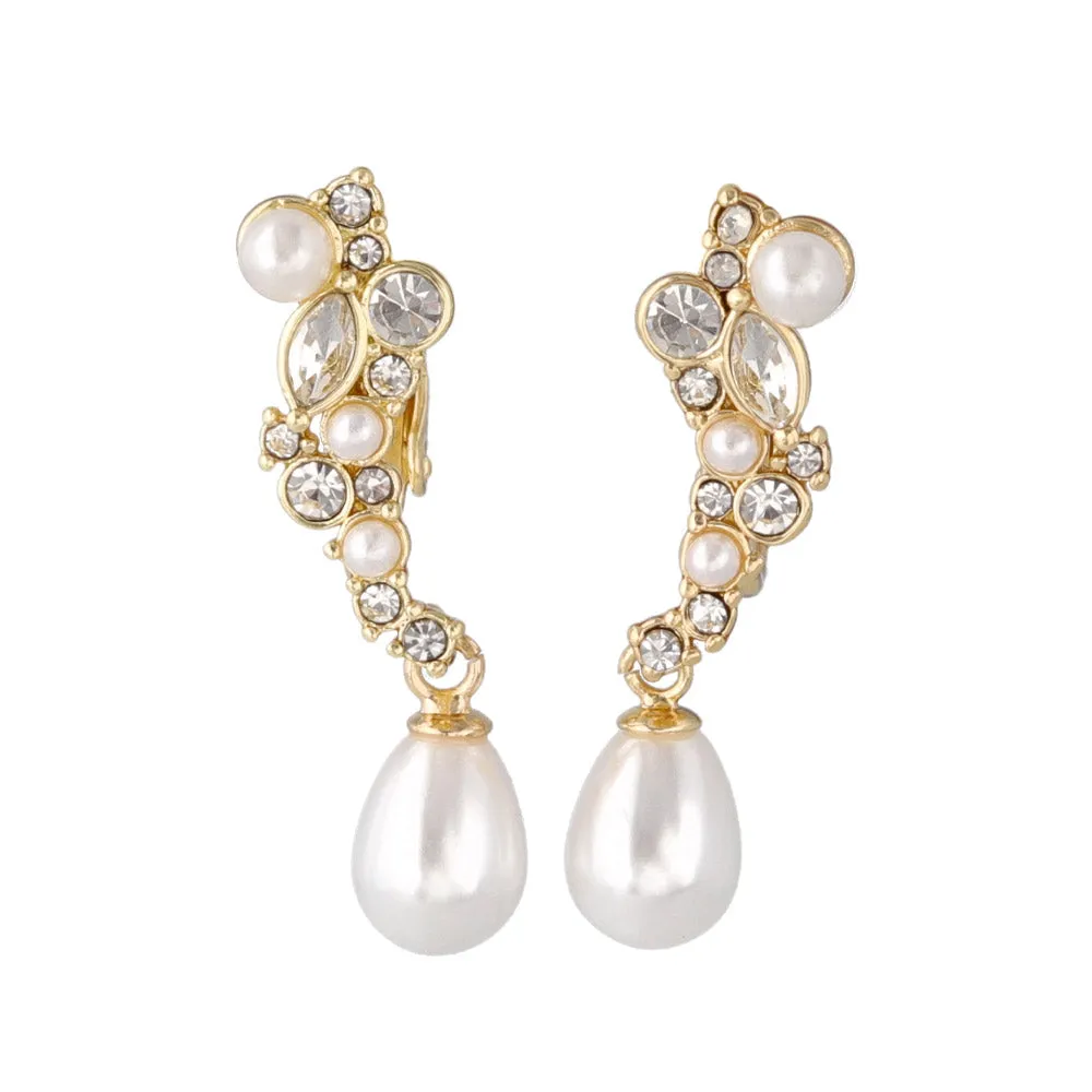 Mixed Ornate Pearl Drop Clip Ons