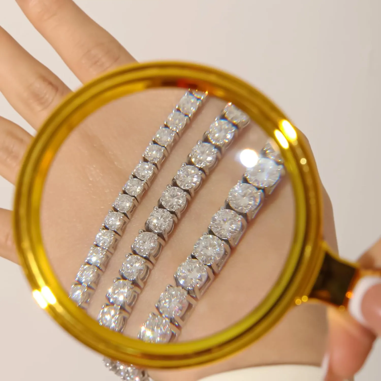 Moissanite Tennis Bracelet for Women - 18K White Gold Plated Silver - 2mm 3mm 4mm 5mm D Color VVS1 Moissanite - Double Safety Clasp,Hypoallergenic Men's Bracelets