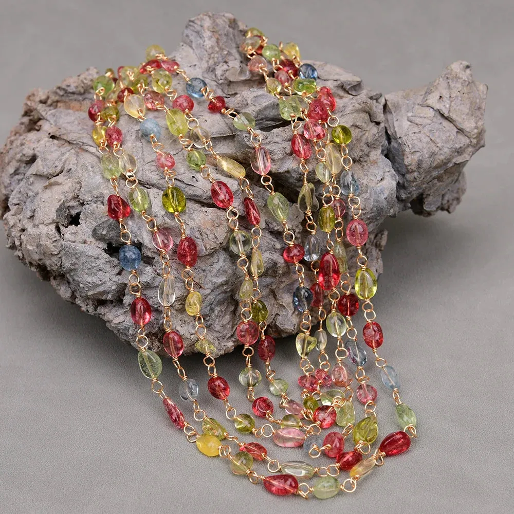 Natural Gemstone Amorphous Oval Stone Beads Handmade Necklace