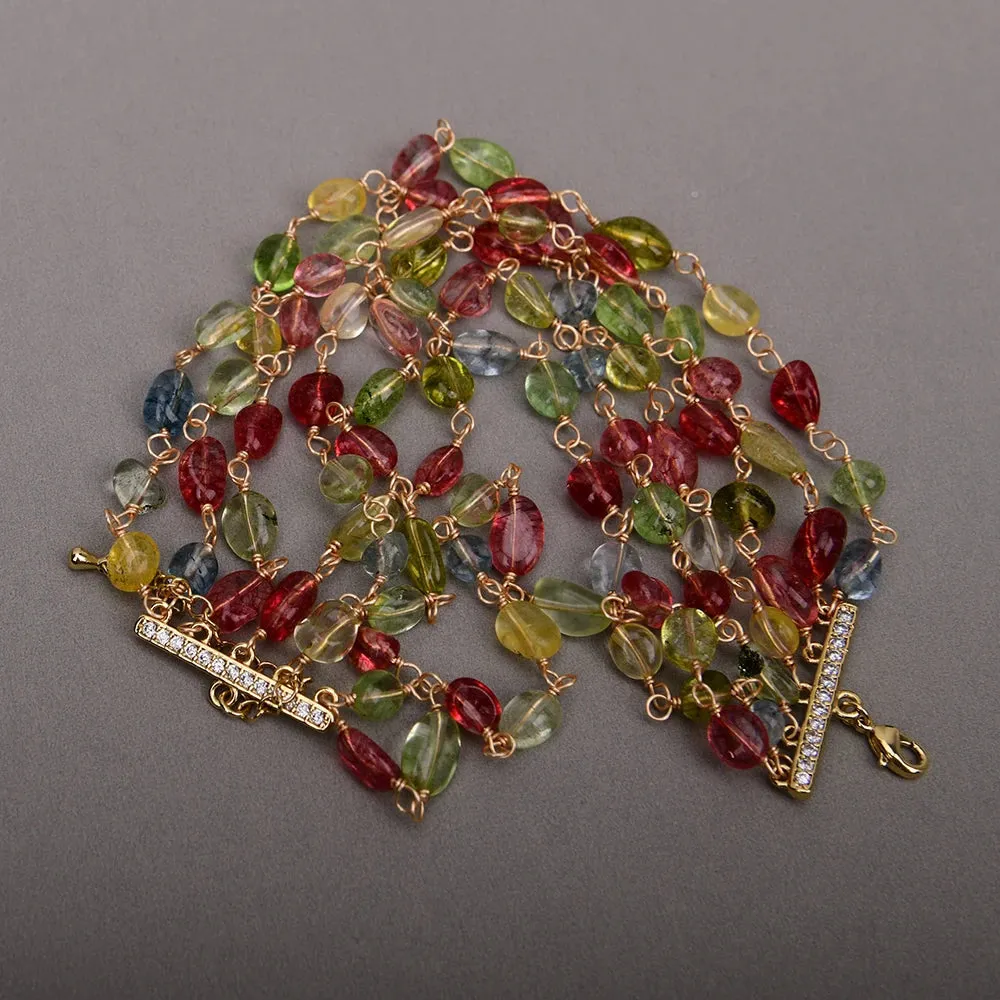 Natural Gemstone Amorphous Oval Stone Beads Handmade Necklace