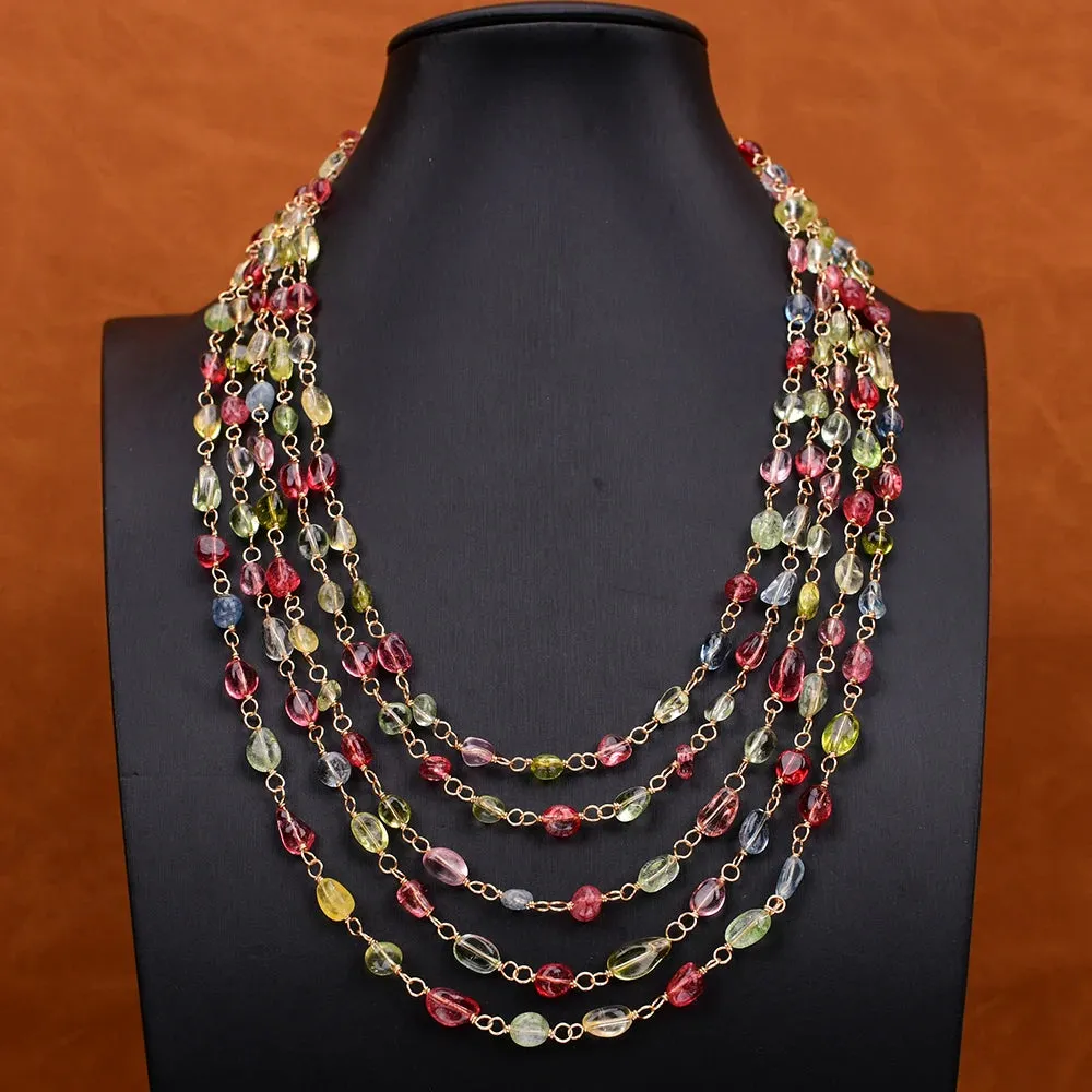 Natural Gemstone Amorphous Oval Stone Beads Handmade Necklace