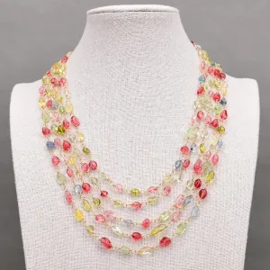 Natural Gemstone Amorphous Oval Stone Beads Handmade Necklace