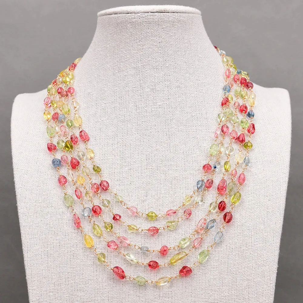 Natural Gemstone Amorphous Oval Stone Beads Handmade Necklace