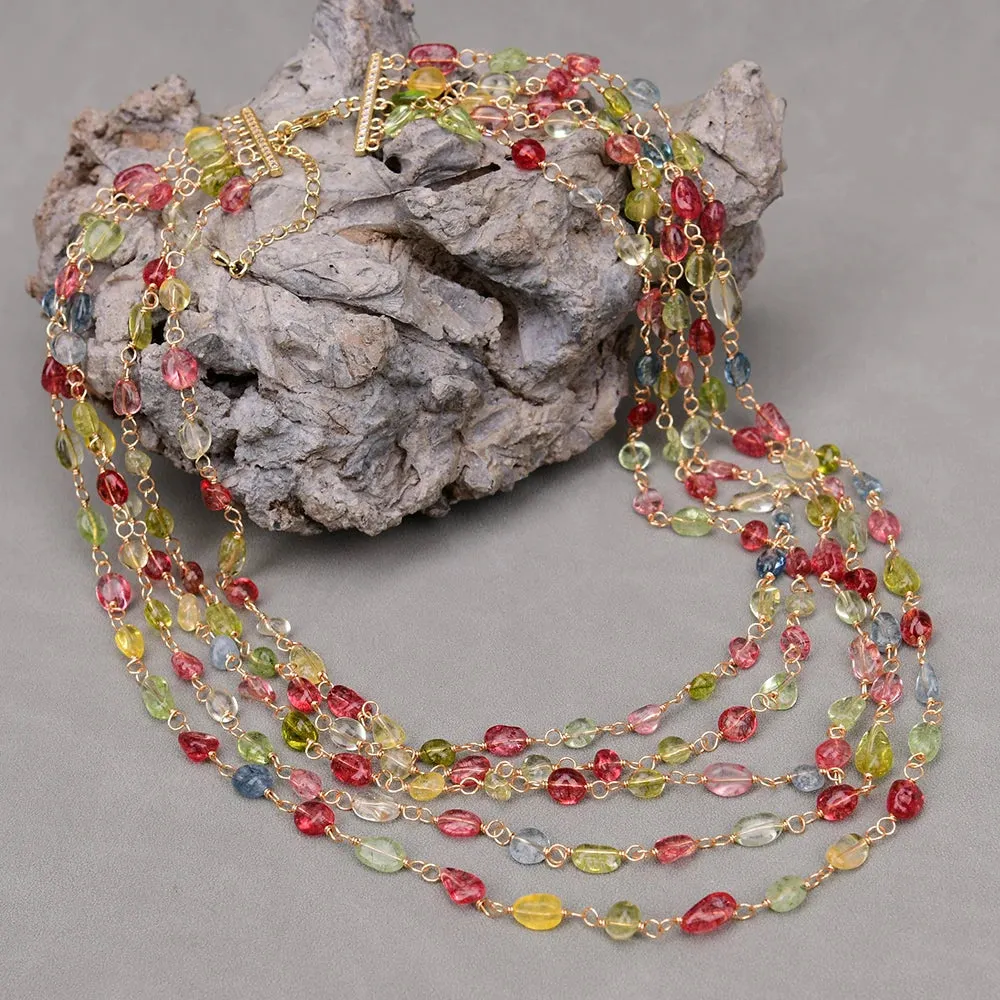 Natural Gemstone Amorphous Oval Stone Beads Handmade Necklace