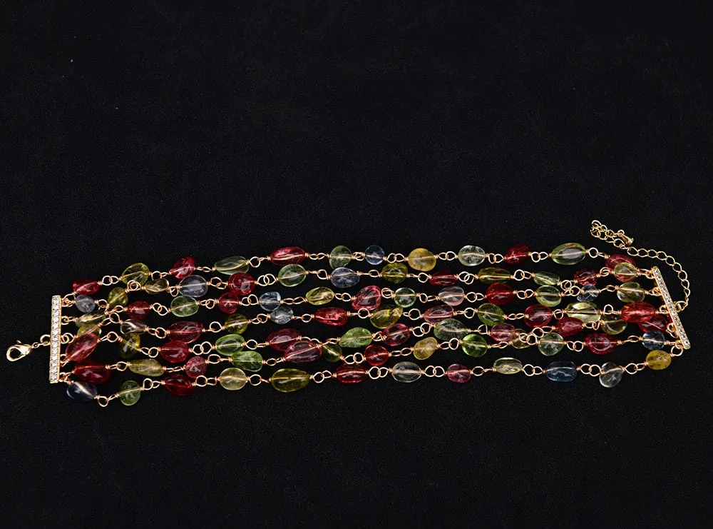 Natural Gemstone Amorphous Oval Stone Beads Handmade Necklace