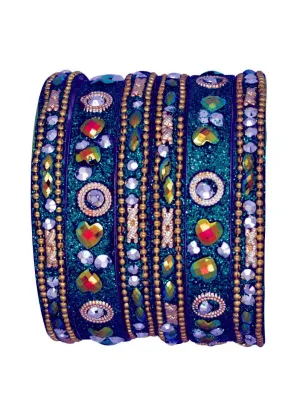 Navy Blue Intricate Sparkle Bangle Set
