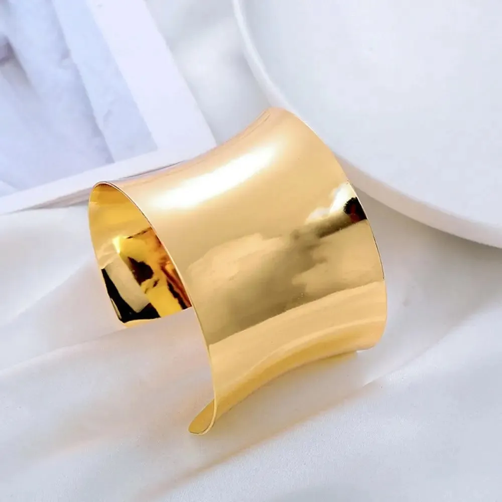 New Boho Wide Cuff Open Bangle Bracelet for Women Gold Silver Color Wrist Cuff Wrap Bracelet Adjustable Girls Jewelry