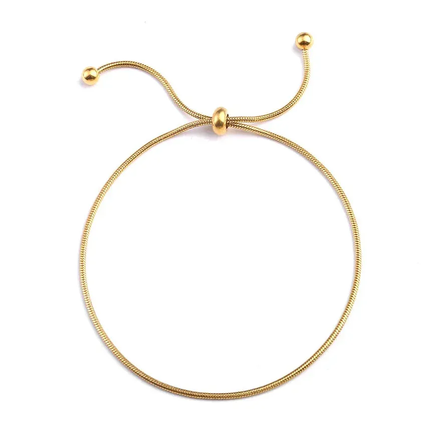 Non Fading Retro Adjustable Drawstring Bangle Women Stainless Steel Gold Plated Bracelet Koren Fashion