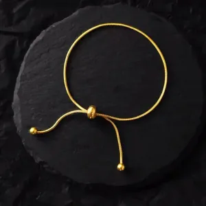 Non Fading Retro Adjustable Drawstring Bangle Women Stainless Steel Gold Plated Bracelet Koren Fashion