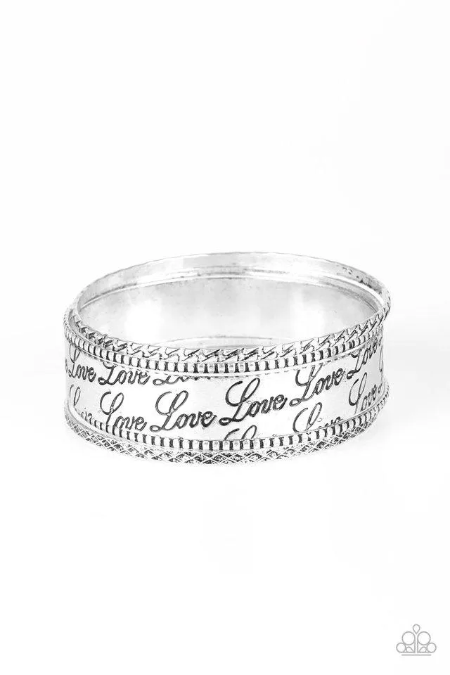 Paparazzi Bracelet ~ Literally Loveable - Silver