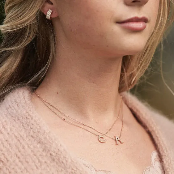 Parallel Large 18K Gold, Rosegold or Whitegold Hoops w. Diamonds