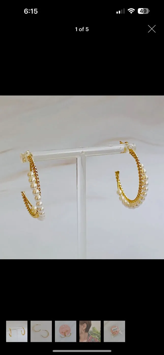 Pearl and Gold Blended Hoop Earring