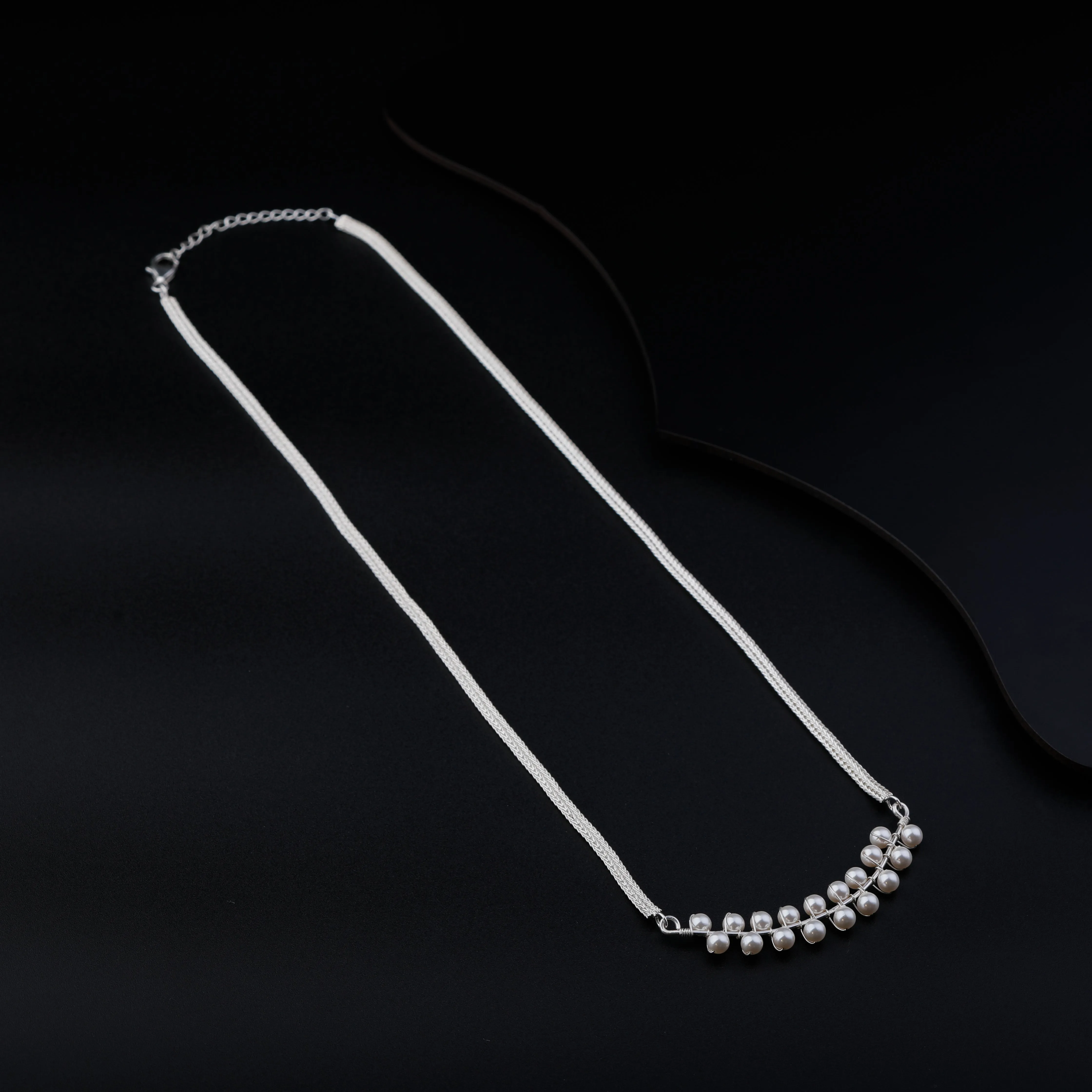 Pearl Beaded Thick Chain Necklace Long