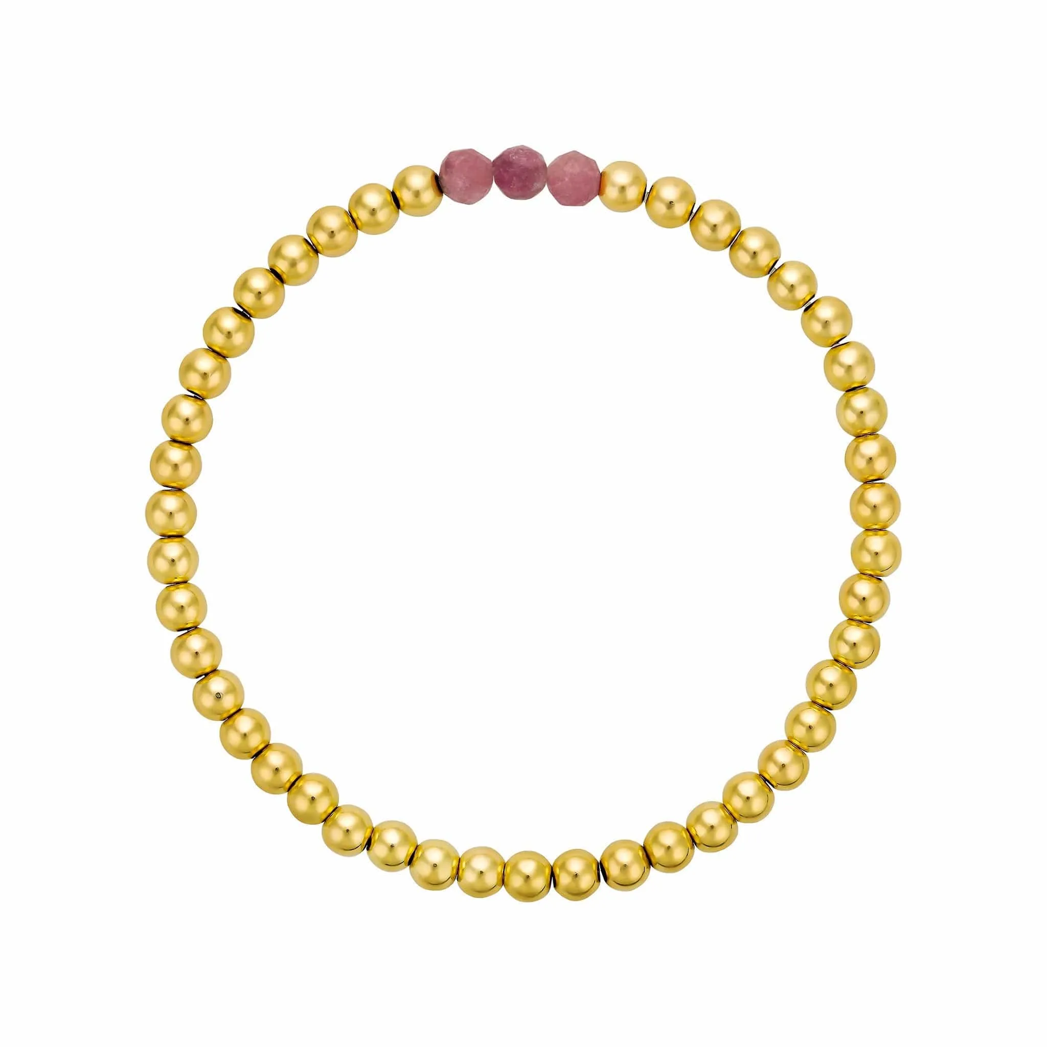 Pink Tourmaline Bracelet 14k Gold Filled 3mm Bead Stretch