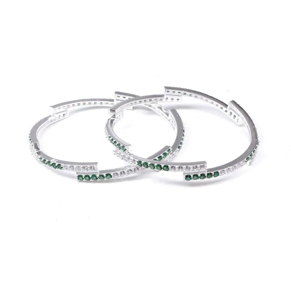 Real Silver CZ Women Bangles Bracelet 5.7 CM