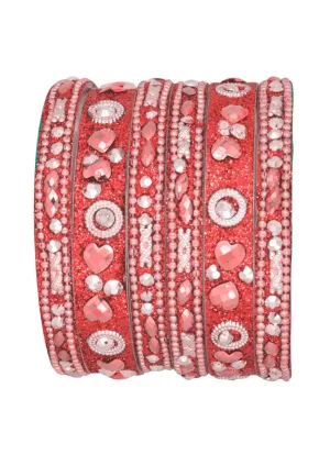 Red Intricate Sparkle Bangle Set