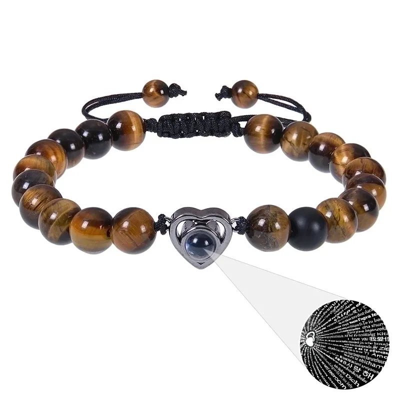 Romantic Heart Shape Natural Stone Handmade Drawstring Bracelets