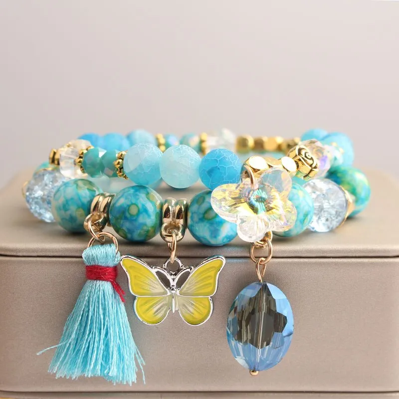 Rose sisi Korean style fashion fresh crystal bracelet for women elastic bead bracelet girl pendant girl jewelry for women gift