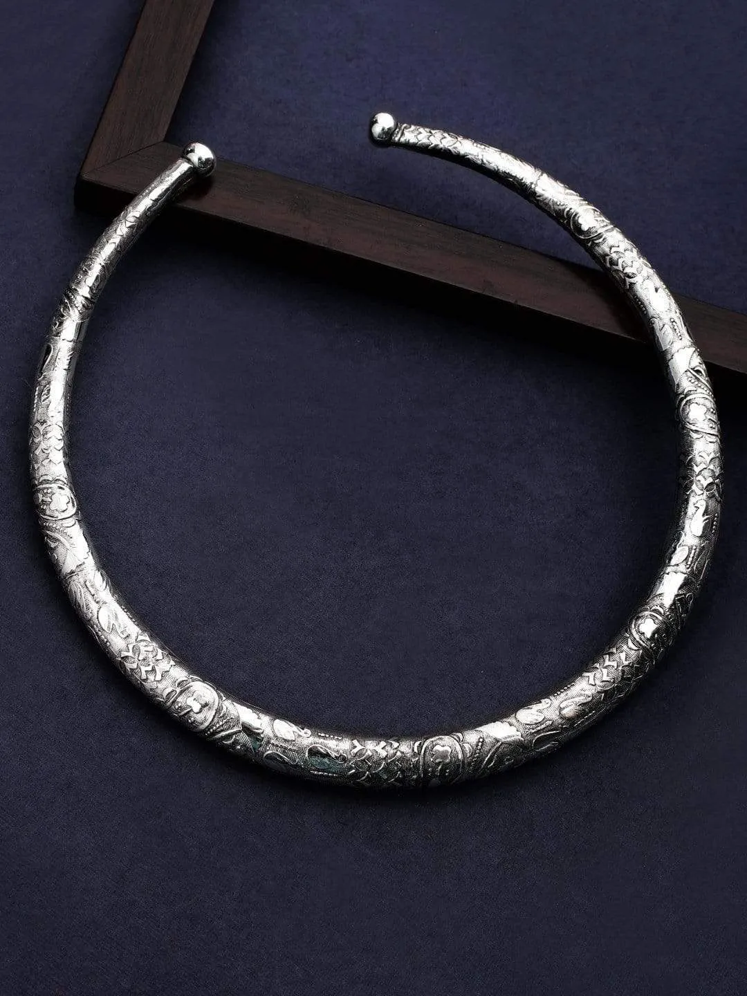 Rubans Oxidised Silver Plated Choker