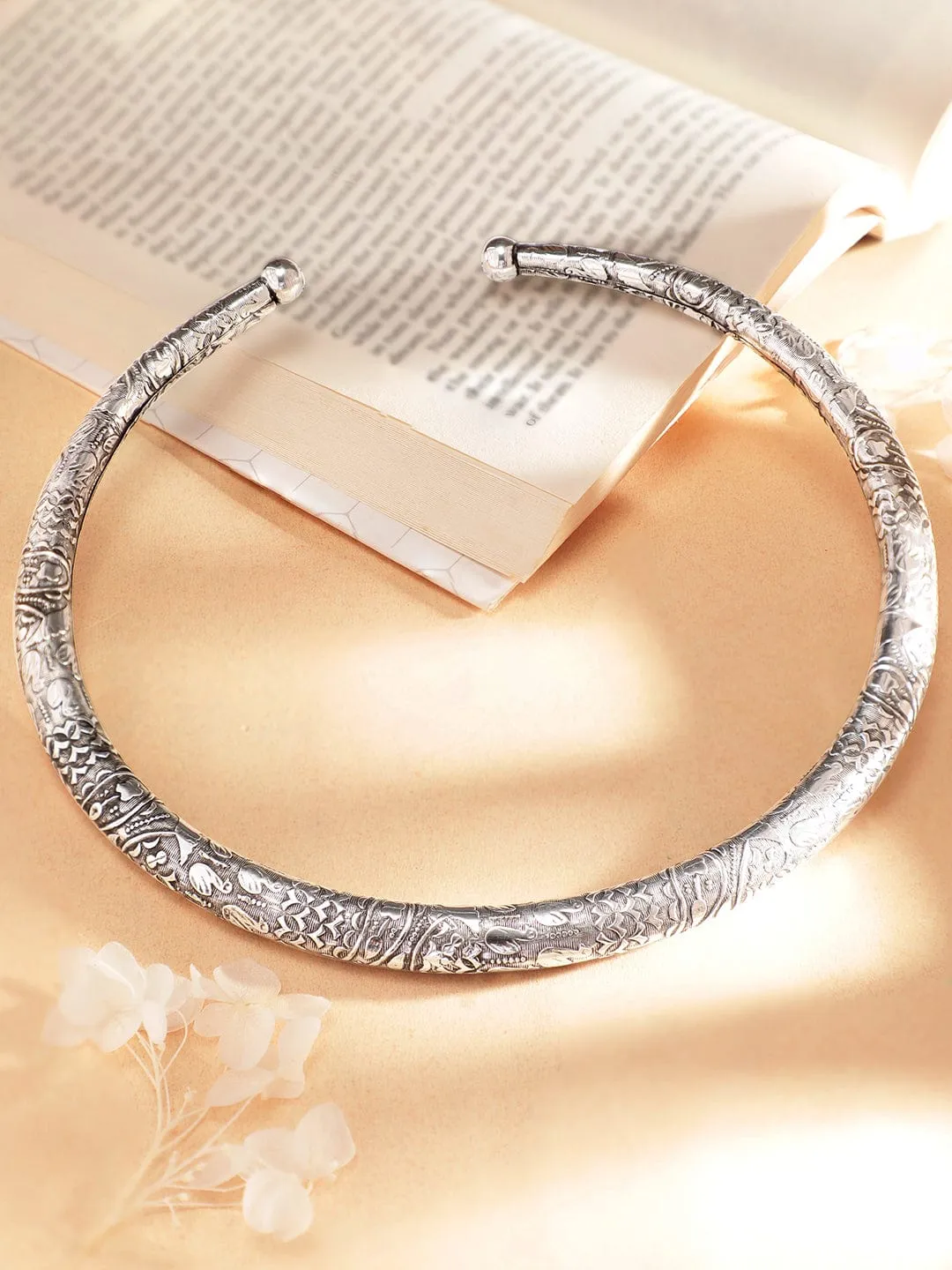 Rubans Oxidised Silver Plated Choker