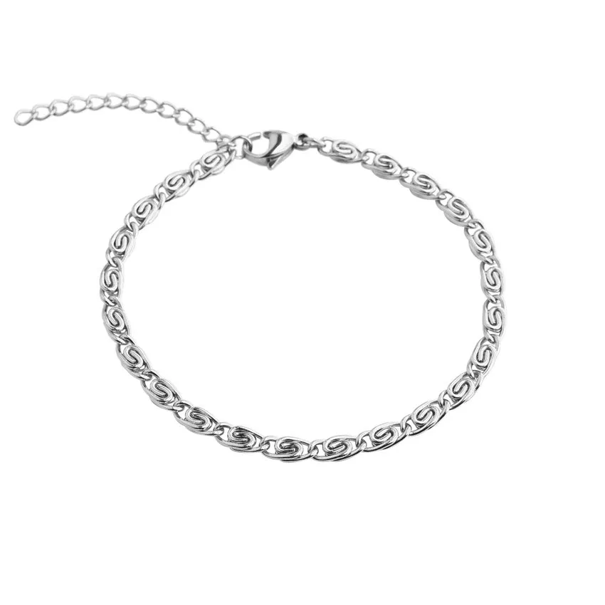 Scroll Chain Bracelet - Silver