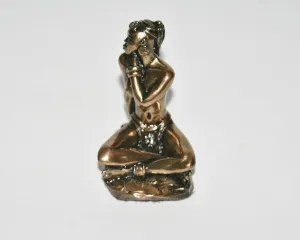Sculpture African Woman Bronze Semi Nude Sitting Vintage 20th Century