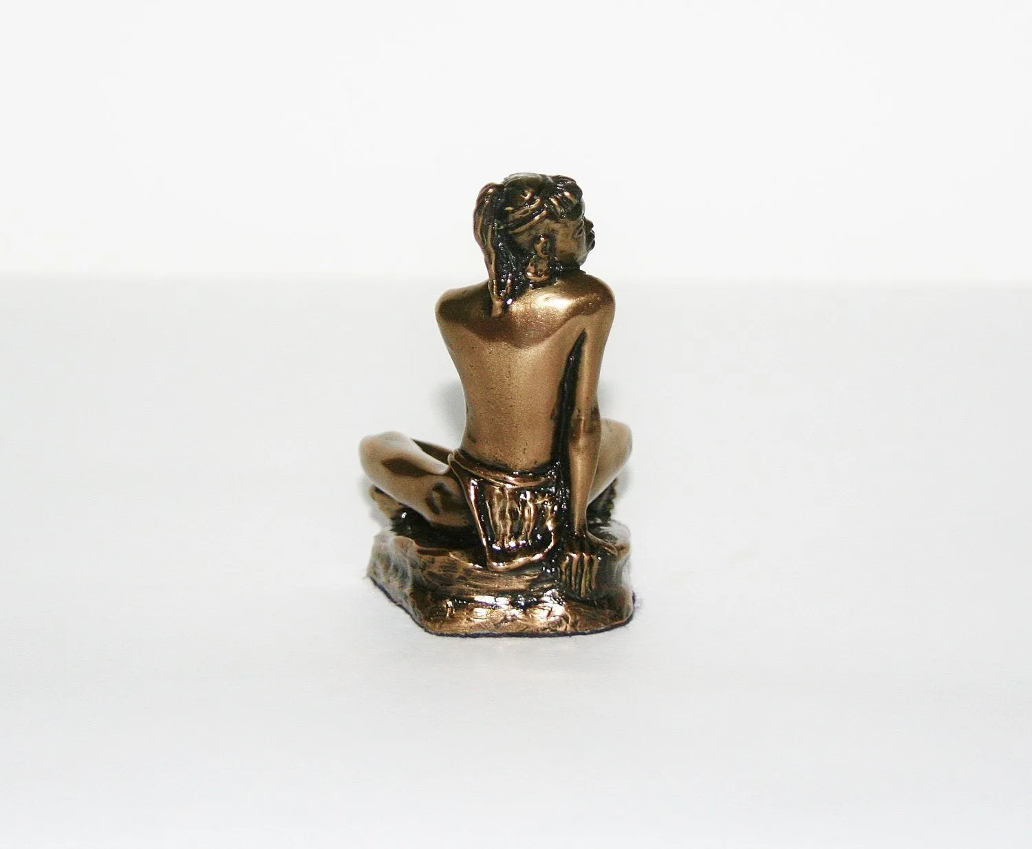 Sculpture African Woman Bronze Semi Nude Sitting Vintage 20th Century