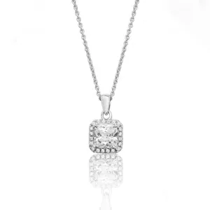 Silver & Co 925 Silver Cubic Zirconia Square Halo Pendant SPG0011CZ