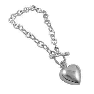 Silver Heart Charm Chain Bracelet