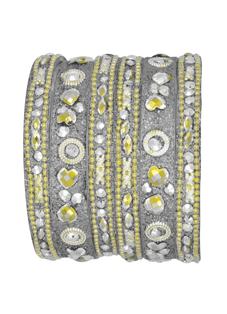Silver Intricate Sparkle Bangle Set