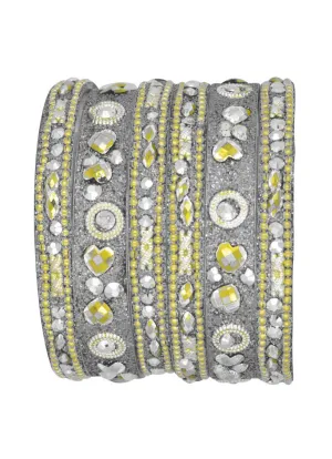 Silver Intricate Sparkle Bangle Set