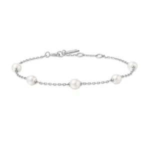 Silver Pearl Station Bracelet