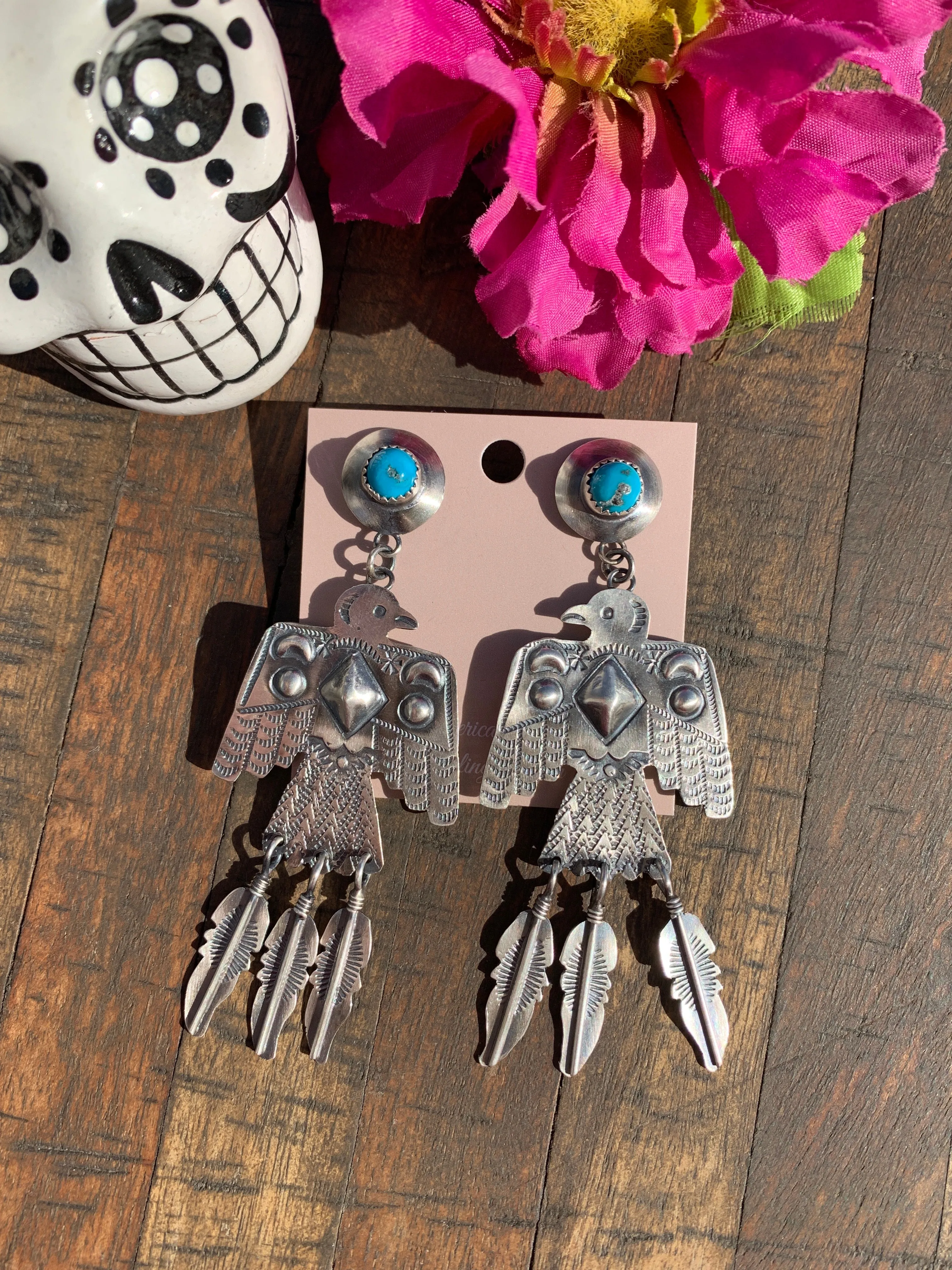 Sleeping Beauty Thunderbird Earrings- A