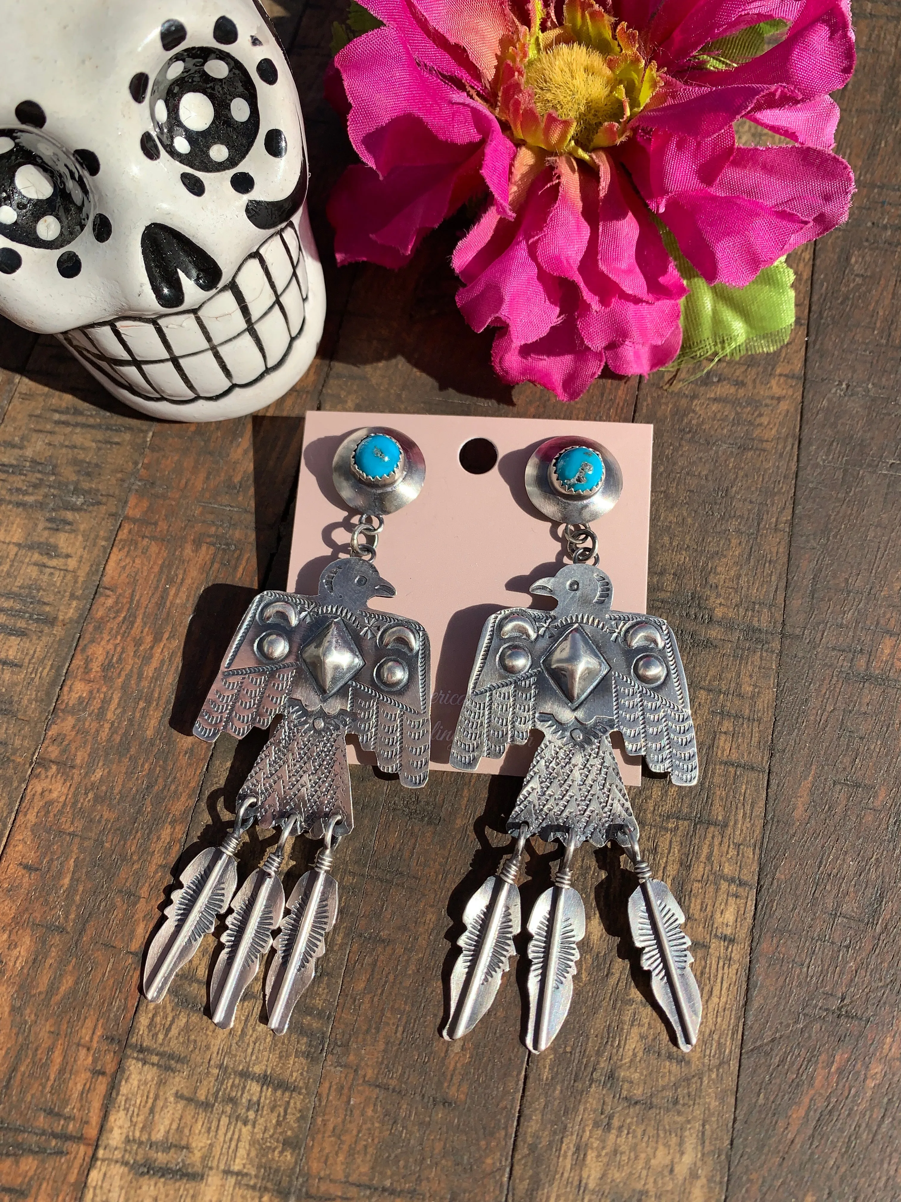 Sleeping Beauty Thunderbird Earrings- A