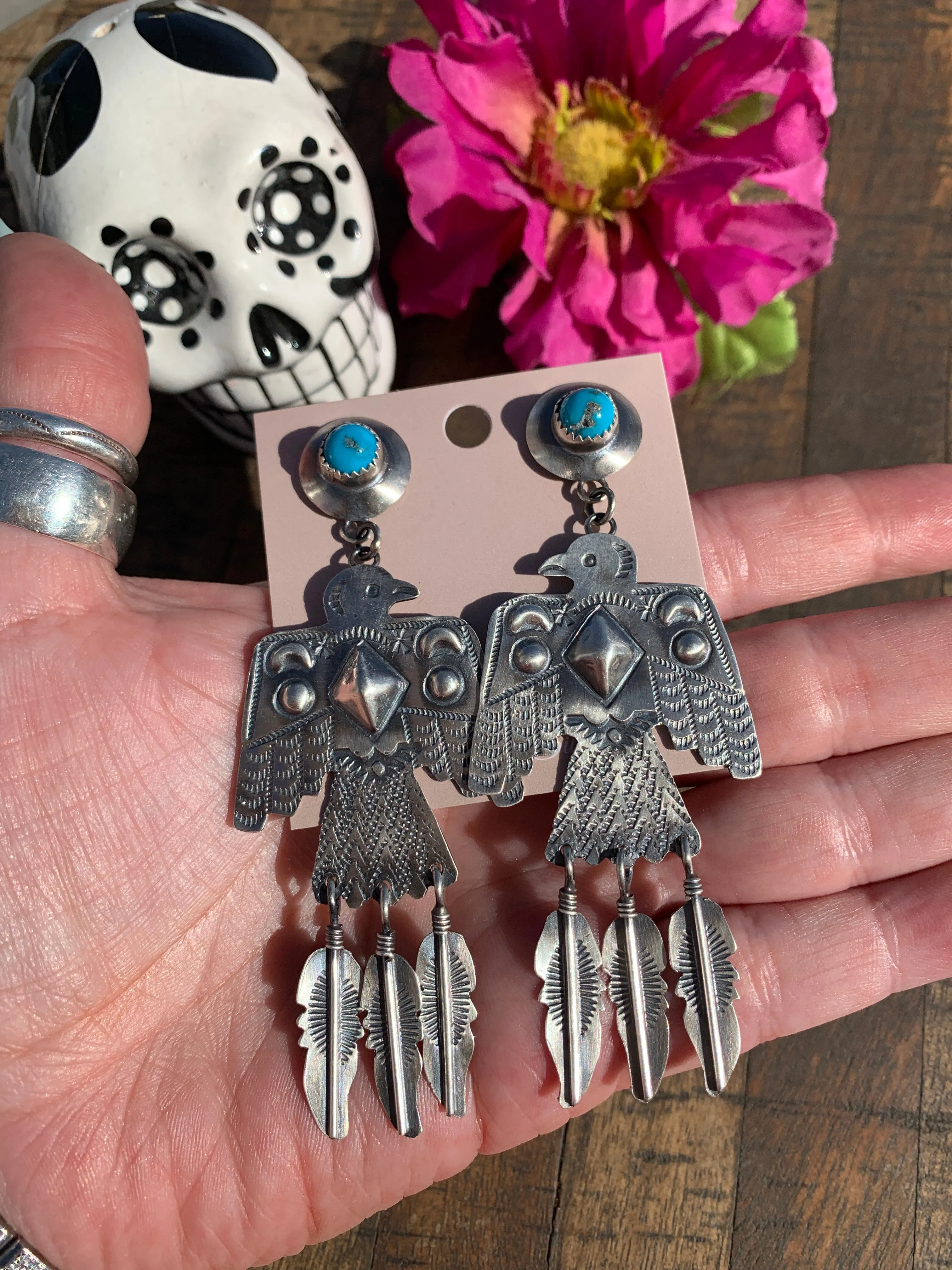 Sleeping Beauty Thunderbird Earrings- A