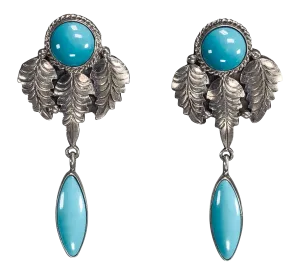 Sleeping Beauty Turquoise Feather Earrings | M. & R. Calladitto