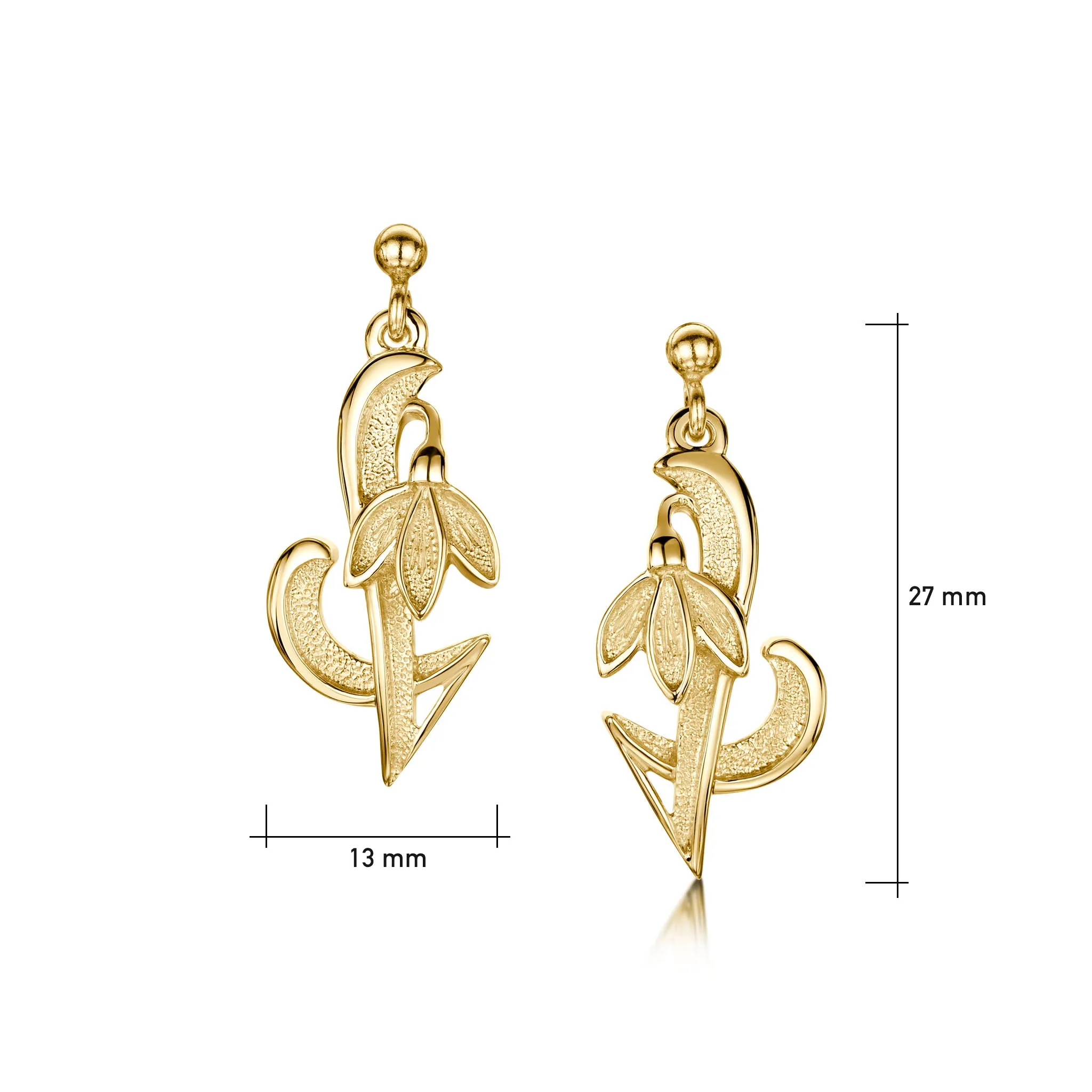 Snowdrop Drop Earrings in 9ct Yellow Gold