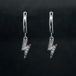 Sparky X - CZ Lightning Bolt Huggie Hoop Earrings